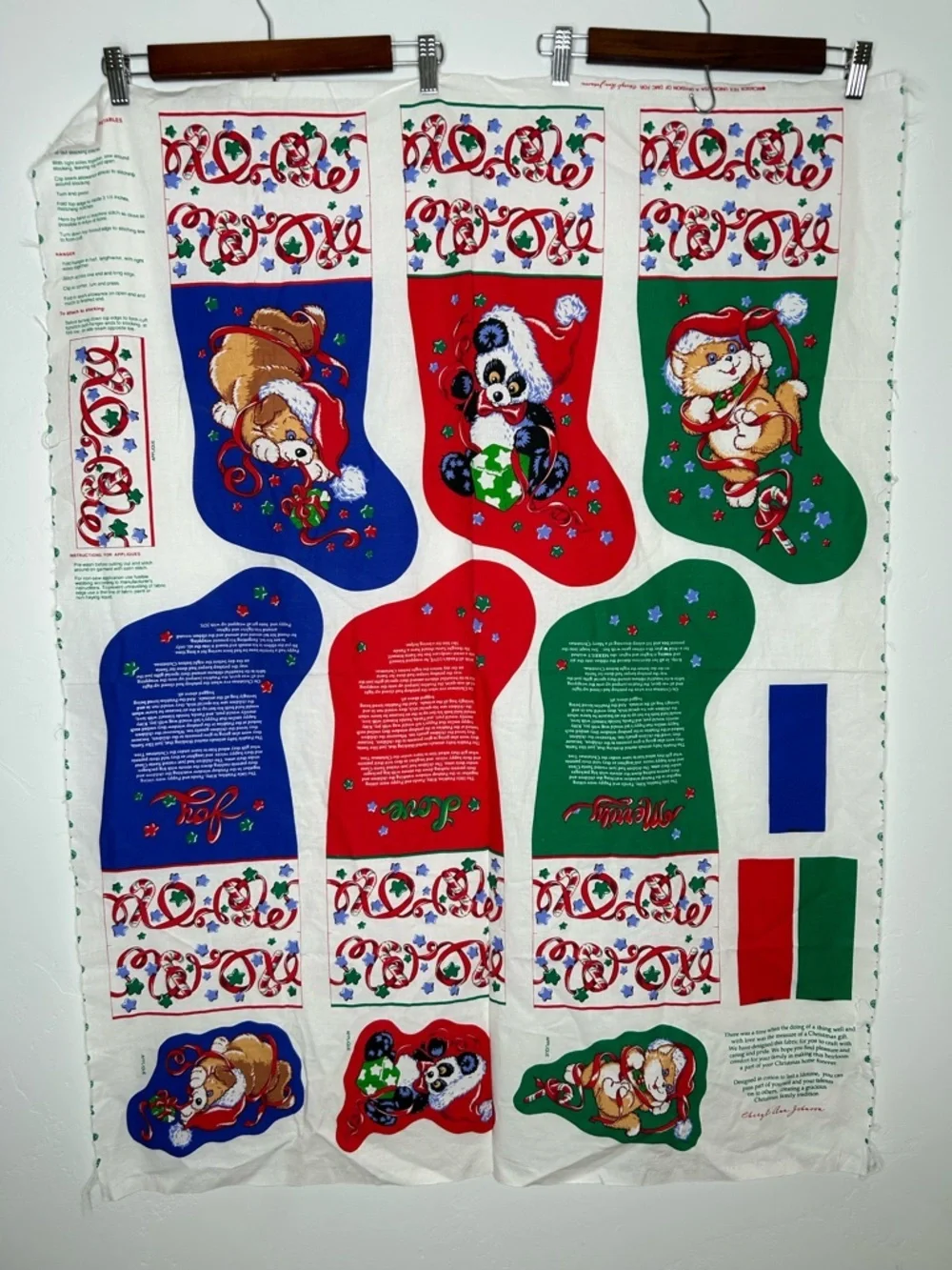 Vintage Cheryl Ann Johnson‎ Christmas Holiday Stocking Sewing Craft 3 Stockings